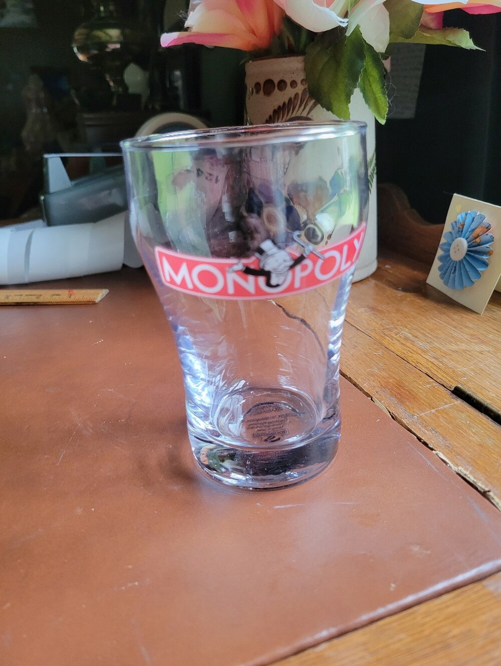 Monopoly Drinking Clear Glass 2005 Sherwood Brand Hasbro Cup Game Small Glass